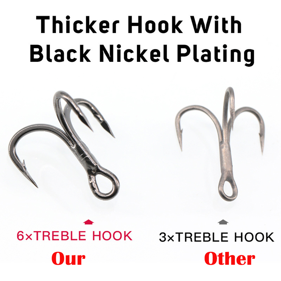 6X Fishing Treble Hooks Black  - Fishing Hook Offset review and price